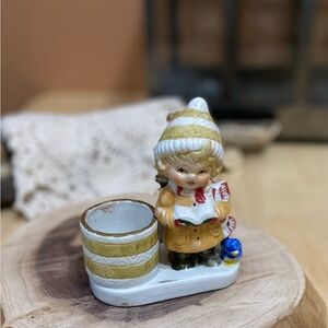 Vintage Jasco "Little Luvkins" porcelain figurine votive candle holder